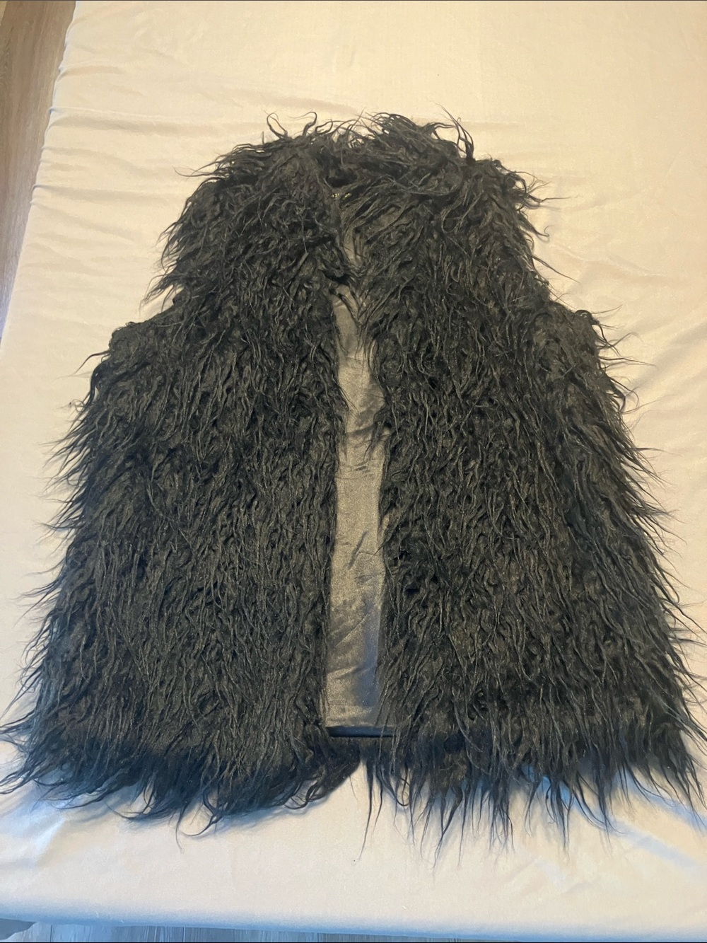 Hot & Delicious Black Faux Fur Shag Vest